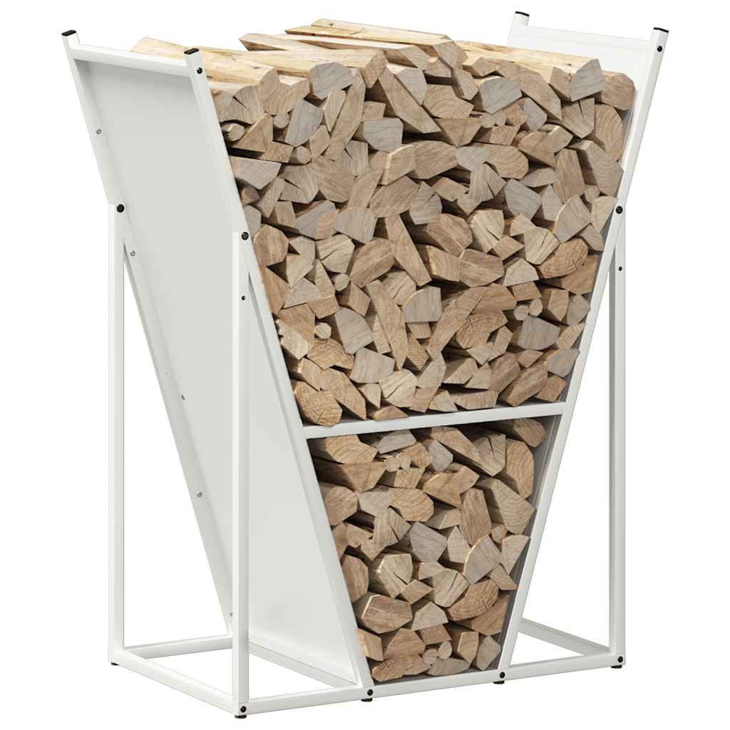 Ράφι Καυσόξυλων Λευκό 69,5x35x81 εκ. Χάλυβας ψυχρής έλασης - Pakobazaar