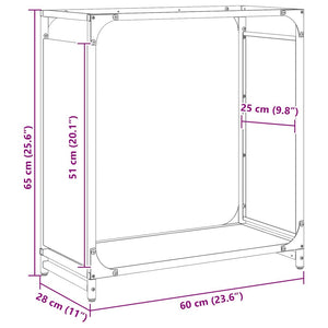 Ράφι Καυσόξυλων Μαύρο 60x28x65 εκ. Χάλυβας ψυχρής έλασης