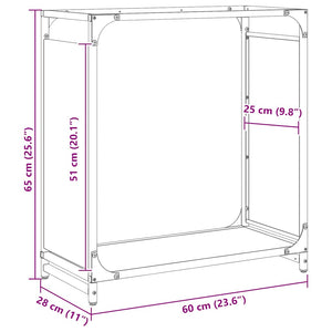 Ράφι Καυσόξυλων Μαύρο 60x28x65 εκ. Χάλυβας ψυχρής έλασης