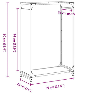 Ράφι για καυσόξυλα Μαύρο 60x28x90 cm Ατσάλι ψυχρής έλασης