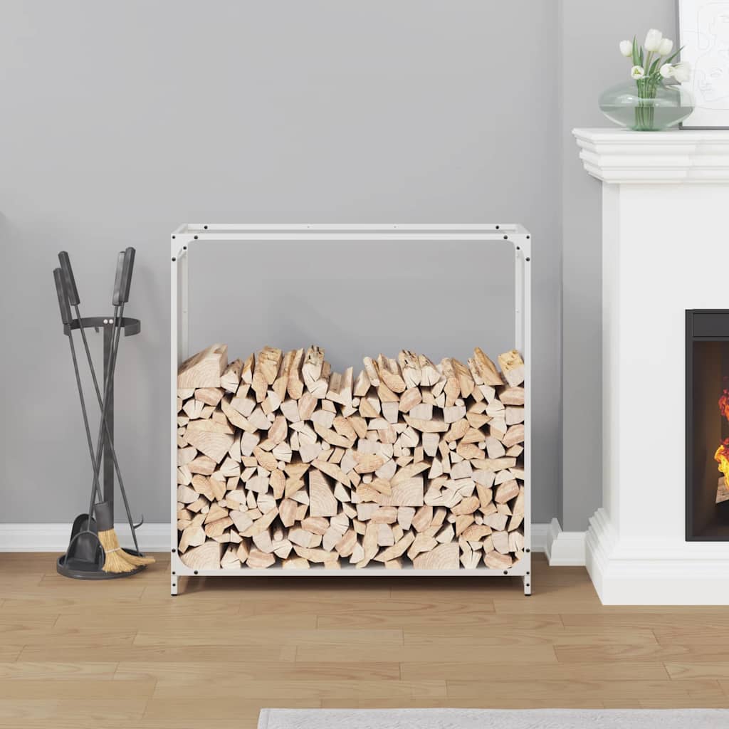 Ράφι για καυσόξυλα Λευκό 90x28x90 cm Ατσάλι ψυχρής έλασης