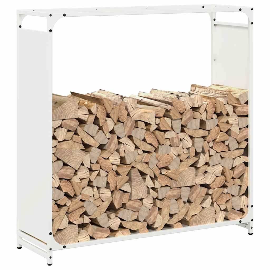 Ράφι για καυσόξυλα Λευκό 90x28x90 cm Ατσάλι ψυχρής έλασης