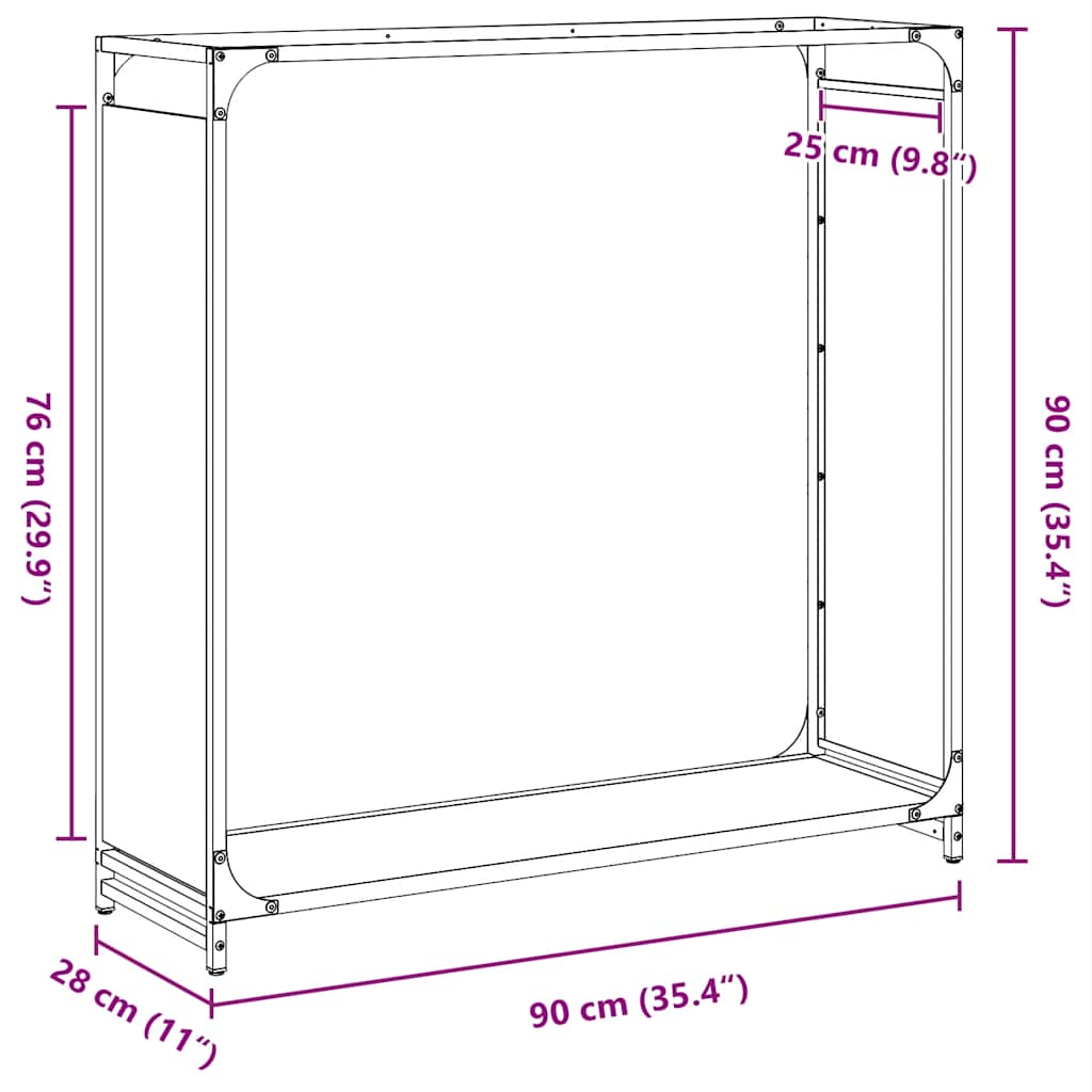 Ράφι για καυσόξυλα Λευκό 90x28x90 cm Ατσάλι ψυχρής έλασης