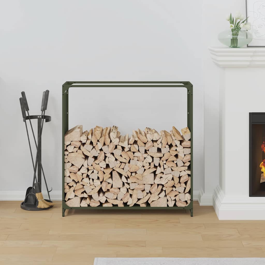 Ράφι για καυσόξυλα Ελαιοπράσινο 90x28x90cm Ατσάλι ψυχρής έλασης