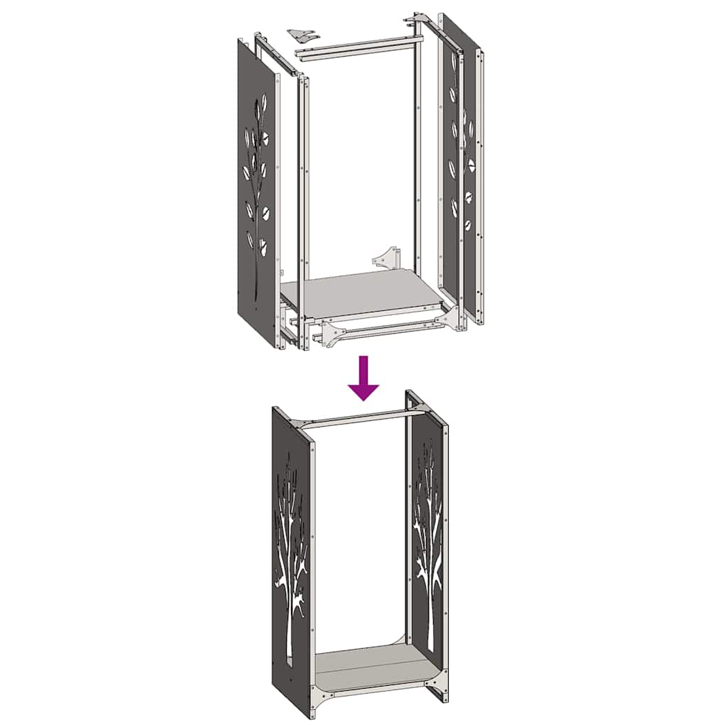 Ράφι Καυσόξυλων Μαύρο 40x30x80 εκ. Χάλυβας ψυχρής έλασης - Pakobazaar