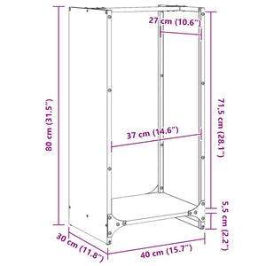Ράφι Καυσόξυλων Λευκό 40x30x80 εκ. Χάλυβας ψυχρής έλασης
