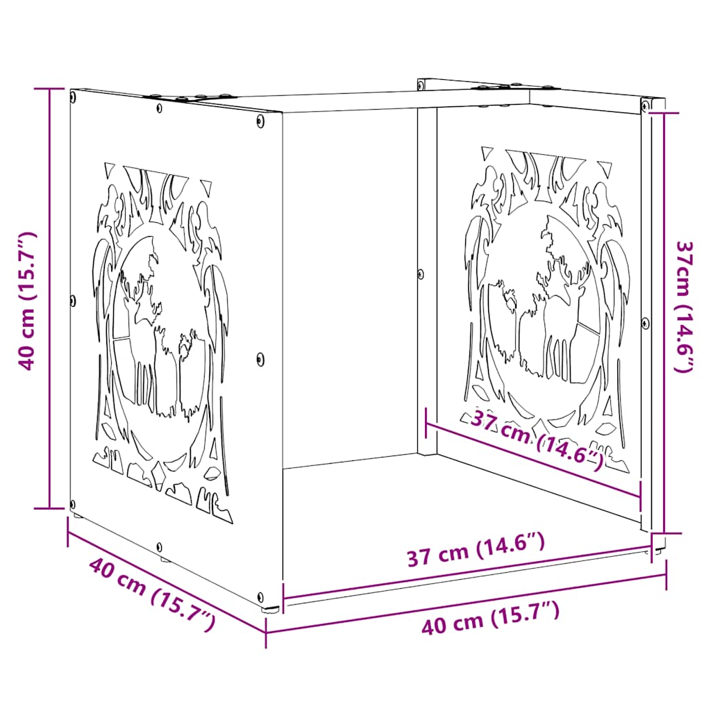 Ράφι Καυσόξυλων Μαύρο 40x40x40 εκ. Χάλυβας ψυχρής έλασης