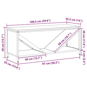Ράφι για καυσόξυλα με ξύλινη κορυφή 100,5x35,5x40 εκ. - Pakobazaar