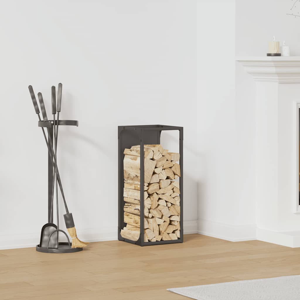 Ράφι για καυσόξυλα Μαύρο 25x25x60 cm Ατσάλι ψυχρής έλασης - Pakobazaar