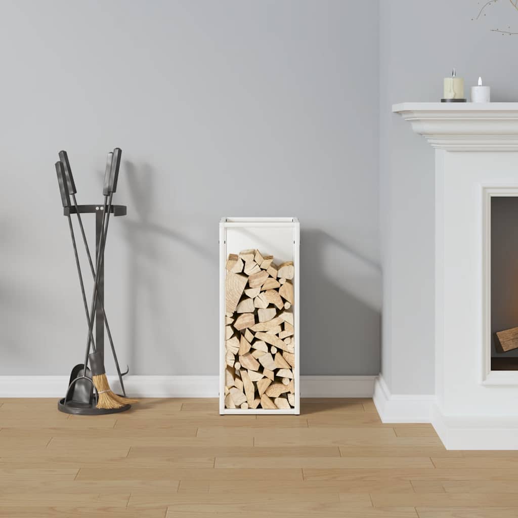 Ράφι για καυσόξυλα Λευκό 25x25x60 cm Ατσάλι ψυχρής έλασης