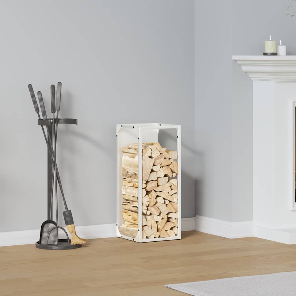 Ράφι για καυσόξυλα Λευκό 25x25x60 cm Ατσάλι ψυχρής έλασης