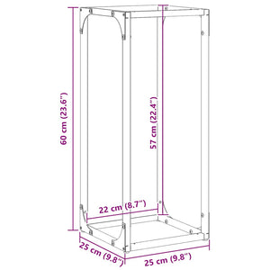 Ράφι για καυσόξυλα Ανθρακί 25x25x60 cm Ατσάλι ψυχρής έλασης - Pakobazaar