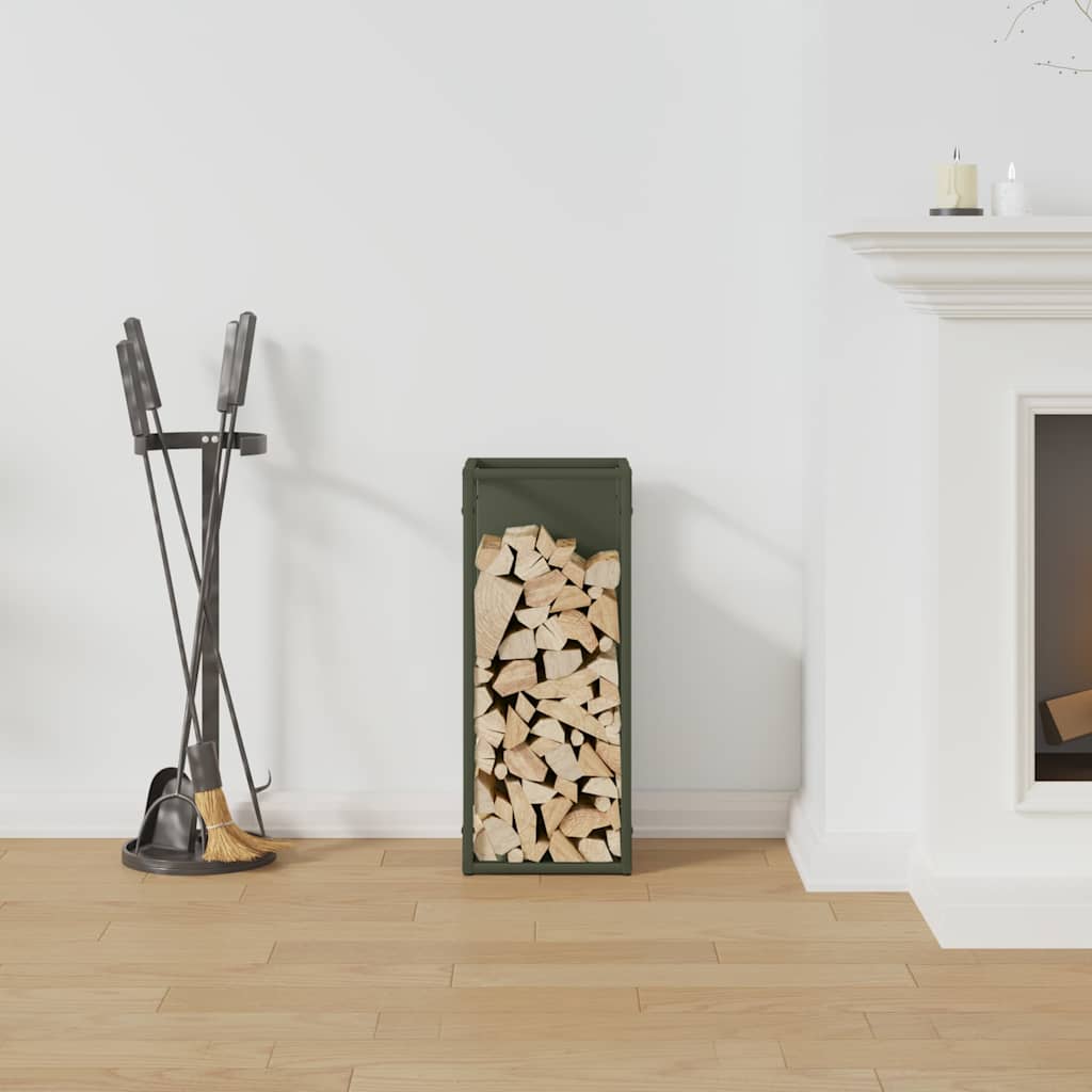 Ράφι για καυσόξυλα Ελαιοπράσινο 25x25x60cm Ατσάλι ψυχρής έλασης