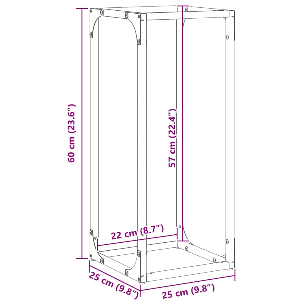 Ράφι για καυσόξυλα Ελαιοπράσινο 25x25x60cm Ατσάλι ψυχρής έλασης