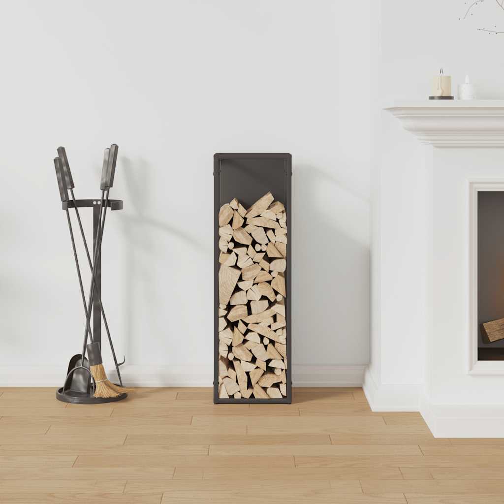 Ράφι για καυσόξυλα Μαύρο 25x25x80 cm Ατσάλι ψυχρής έλασης - Pakobazaar