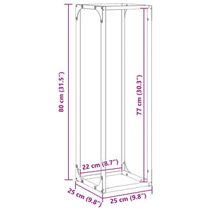 Ράφι για καυσόξυλα Μαύρο 25x25x80 cm Ατσάλι ψυχρής έλασης - Pakobazaar