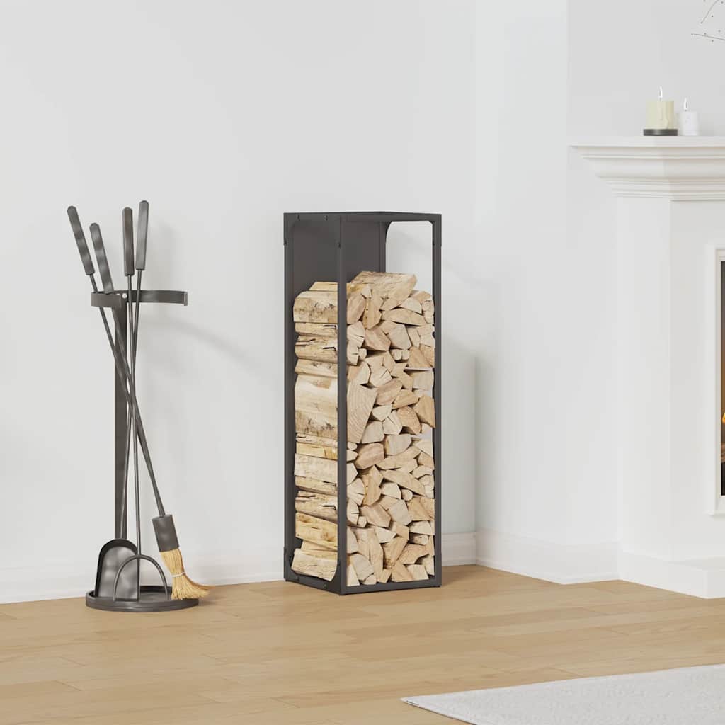 Ράφι για καυσόξυλα Μαύρο 25x25x80 cm Ατσάλι ψυχρής έλασης - Pakobazaar