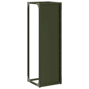 Ράφι για καυσόξυλα Ελαιοπράσινο 25x25x80cm Ατσάλι ψυχρής έλασης