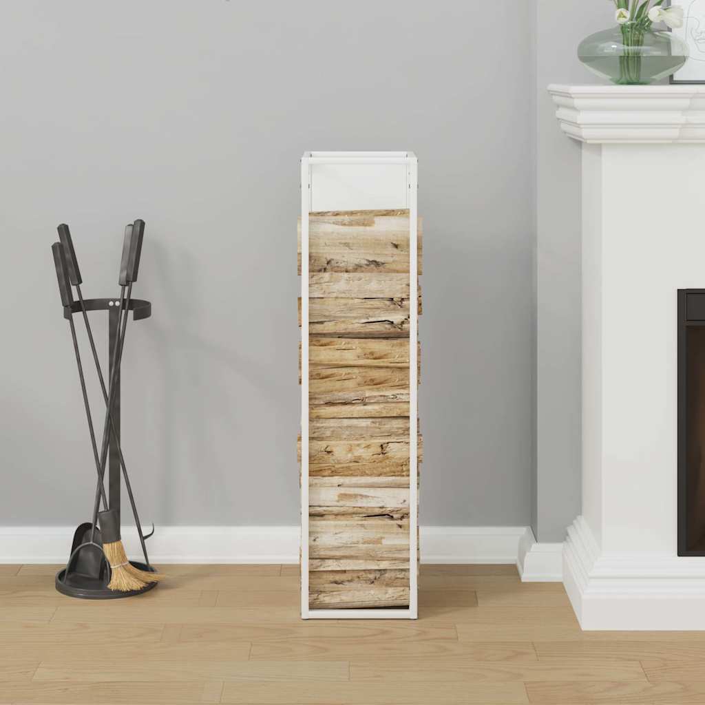 Ράφι για καυσόξυλα Λευκό 25x25x100 εκ. Ατσάλι ψυχρής έλασης