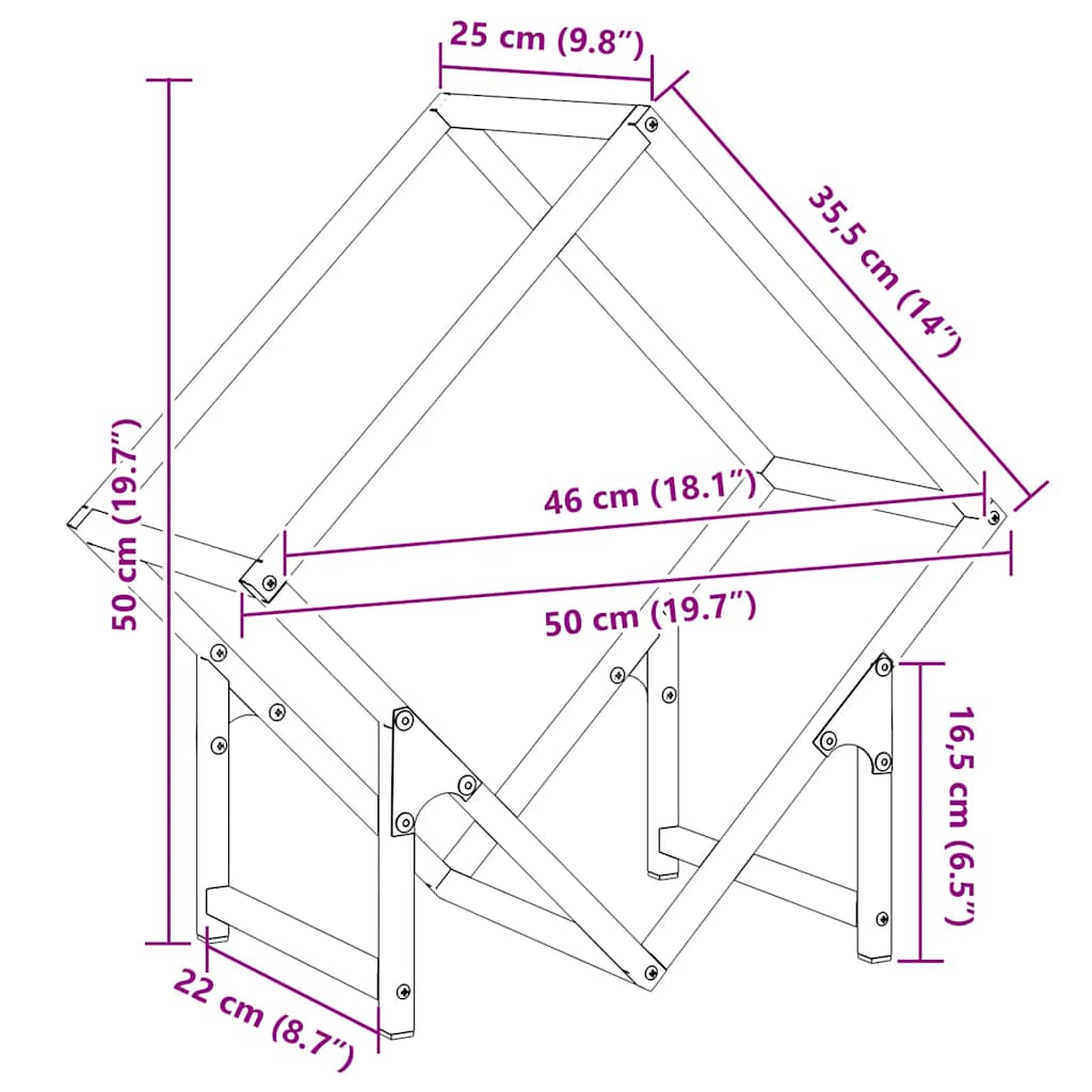 Ράφι για καυσόξυλα Ανθρακί 50x25x50 εκ. Ατσάλι ψυχρής έλασης - Pakobazaar