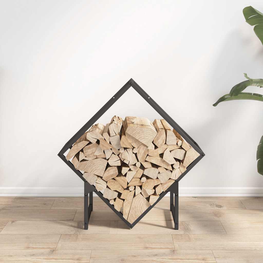 Ράφι για καυσόξυλα Μαύρο 60x25x60 cm Ατσάλι ψυχρής έλασης