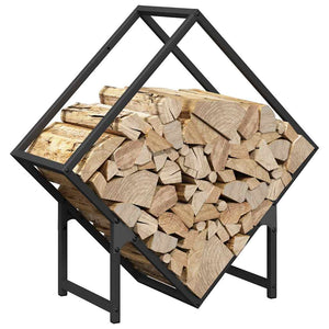 Ράφι για καυσόξυλα Μαύρο 60x25x60 cm Ατσάλι ψυχρής έλασης