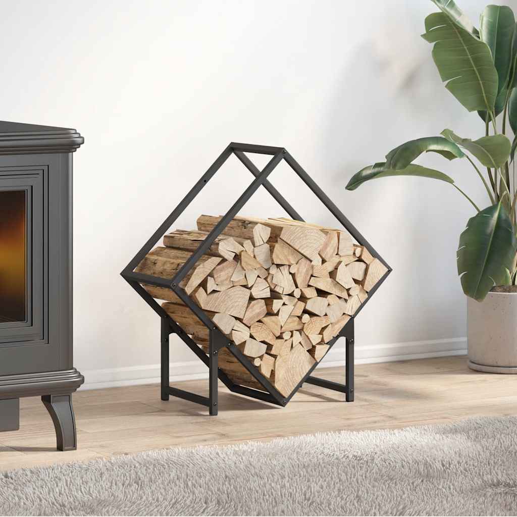 Ράφι για καυσόξυλα Μαύρο 60x25x60 cm Ατσάλι ψυχρής έλασης