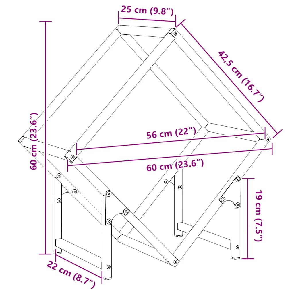 Ράφι για καυσόξυλα Ανθρακί 60x25x60 cm Ατσάλι ψυχρής έλασης