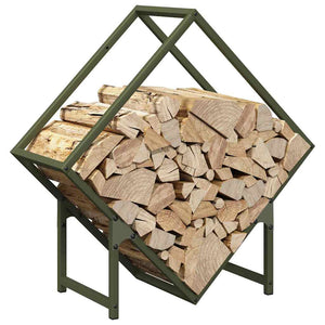 Ράφι για καυσόξυλα Ελαιοπράσινο 60x25x60cm Ατσάλι ψυχρής έλασης