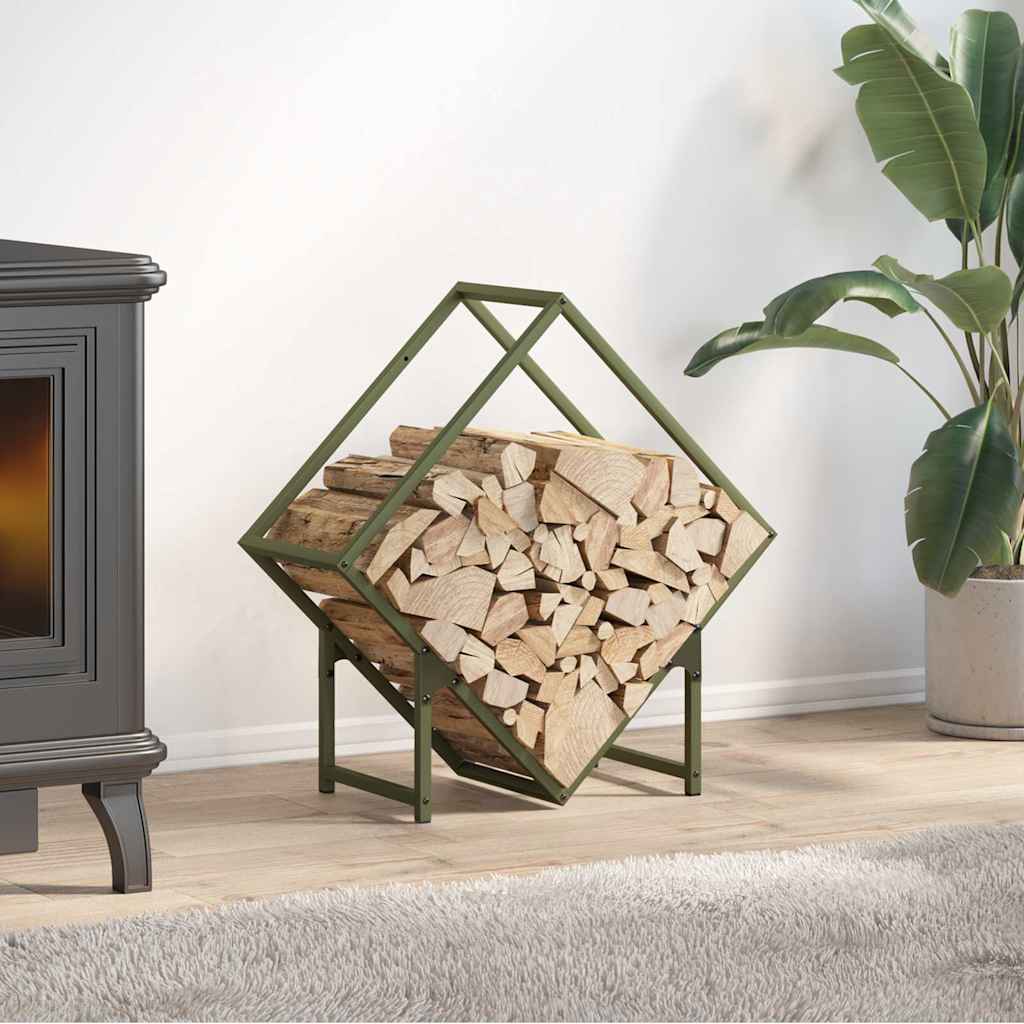 Ράφι για καυσόξυλα Ελαιοπράσινο 60x25x60cm Ατσάλι ψυχρής έλασης