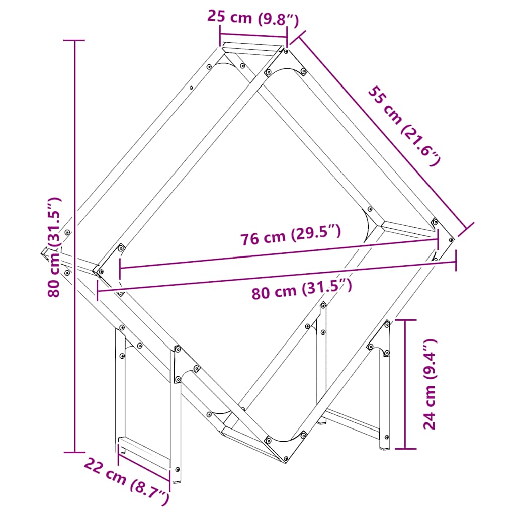 Ράφι για καυσόξυλα Λευκό 80x25x80 εκ. Ατσάλι ψυχρής έλασης