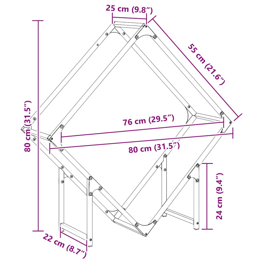 Ράφι για καυσόξυλα 80x25x80 εκ. Ατσάλι ψυχρής έλασης