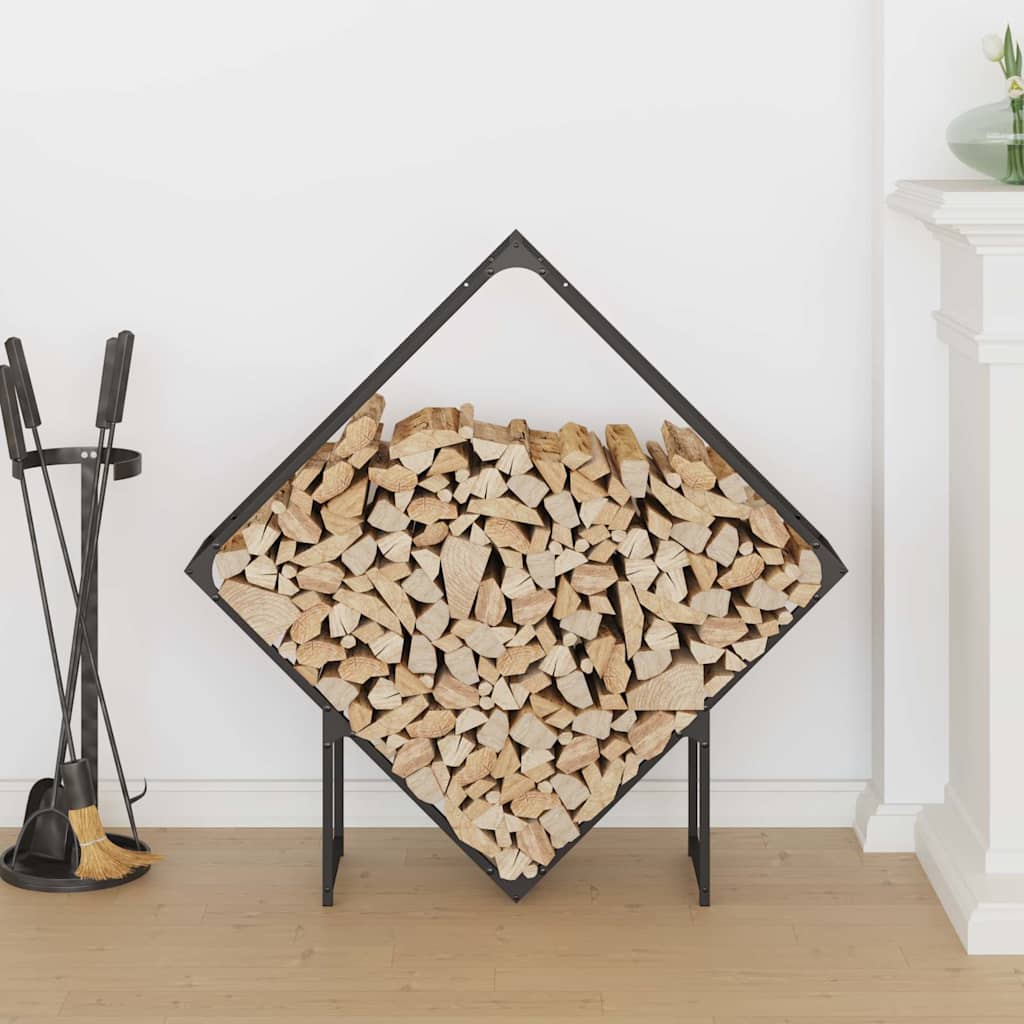 Ράφι για καυσόξυλα Μαύρο 100x25x100 cm Ατσάλι ψυχρής έλασης - Pakobazaar