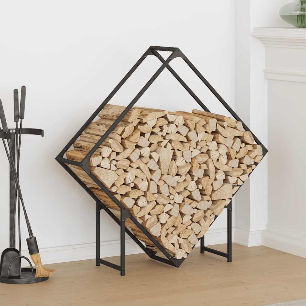 Ράφι για καυσόξυλα Μαύρο 100x25x100 cm Ατσάλι ψυχρής έλασης - Pakobazaar