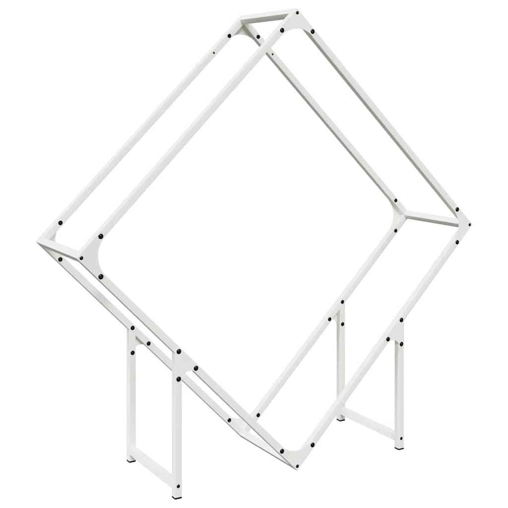 Ράφι για καυσόξυλα Λευκό 100x25x100 cm Ατσάλι ψυχρής έλασης