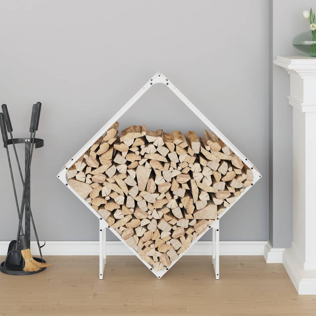 Ράφι για καυσόξυλα Λευκό 100x25x100 cm Ατσάλι ψυχρής έλασης
