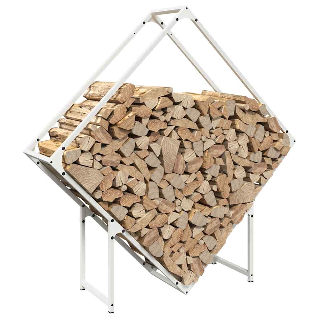 Ράφι για καυσόξυλα Λευκό 100x25x100 cm Ατσάλι ψυχρής έλασης
