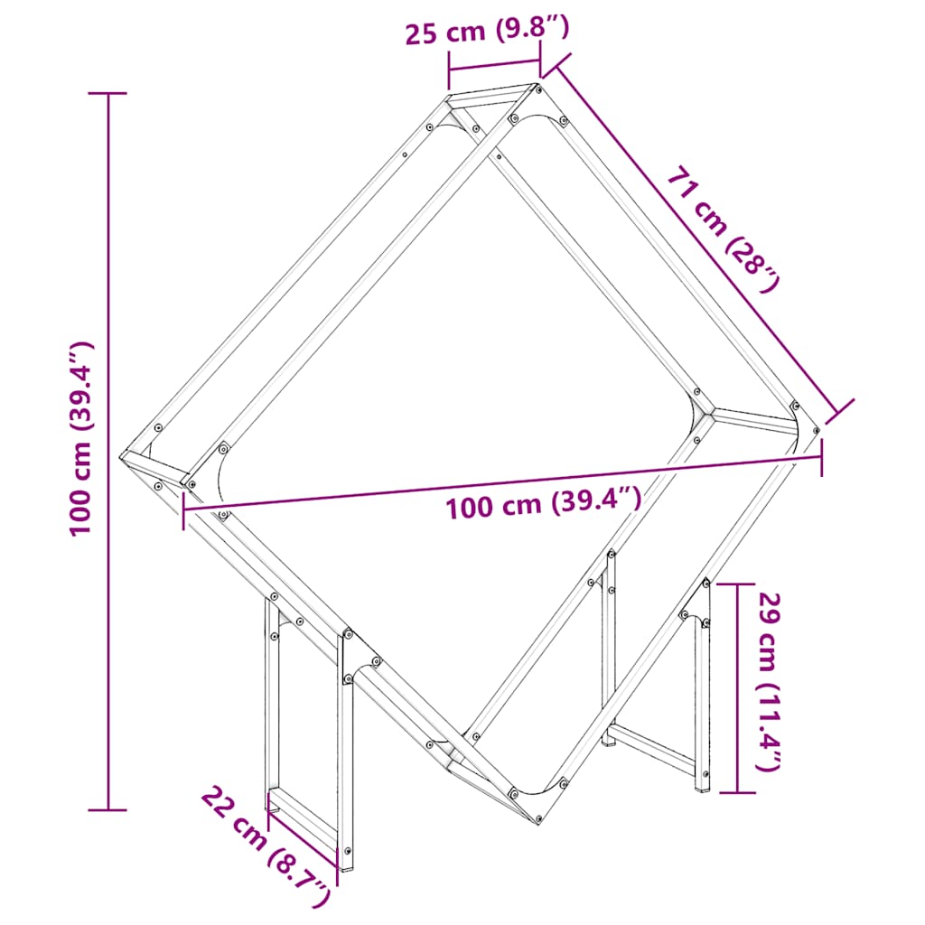 Ράφι για καυσόξυλα Λευκό 100x25x100 cm Ατσάλι ψυχρής έλασης