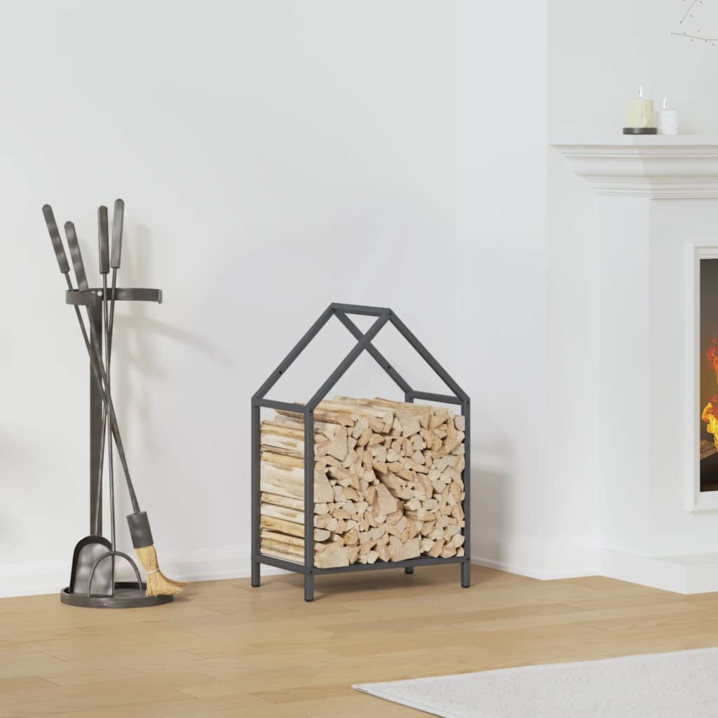 Ράφι για καυσόξυλα Ανθρακί 40x25x60 εκ. Ατσάλι ψυχρής έλασης