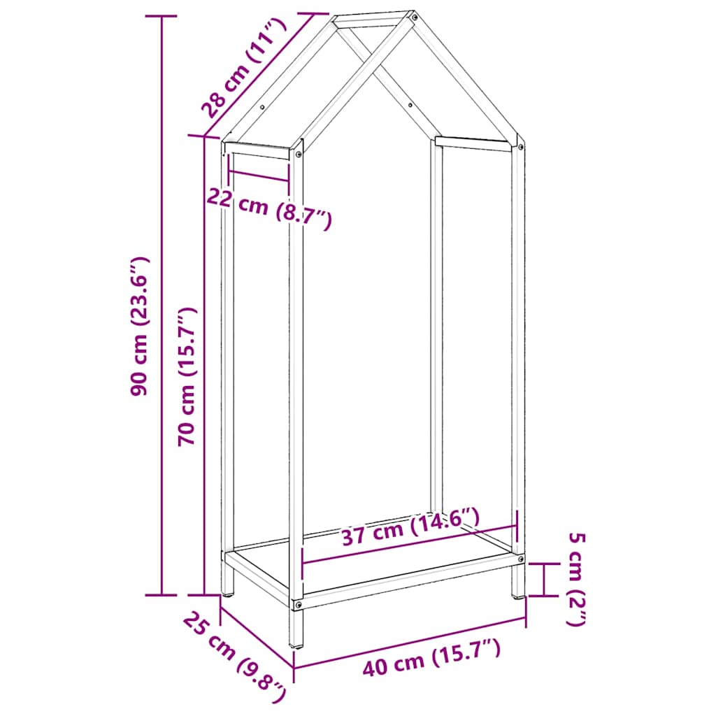 Ράφι για καυσόξυλα Λευκό 40x25x90 εκ. Ατσάλι ψυχρής έλασης