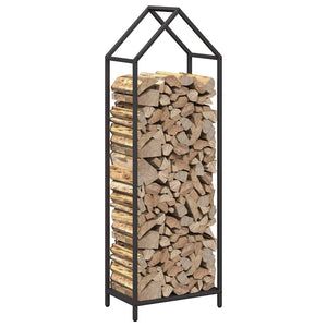 Ράφι για καυσόξυλα Μαύρο 40x25x120 cm Ατσάλι ψυχρής έλασης