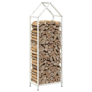Ράφι για καυσόξυλα Λευκό 40x25x120 cm Ατσάλι ψυχρής έλασης
