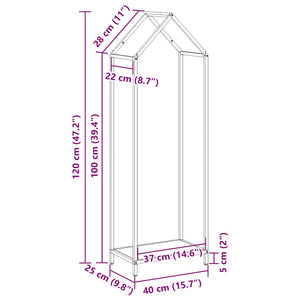 Ράφι για καυσόξυλα Ανθρακί 40x25x120 cm Ατσάλι ψυχρής έλασης