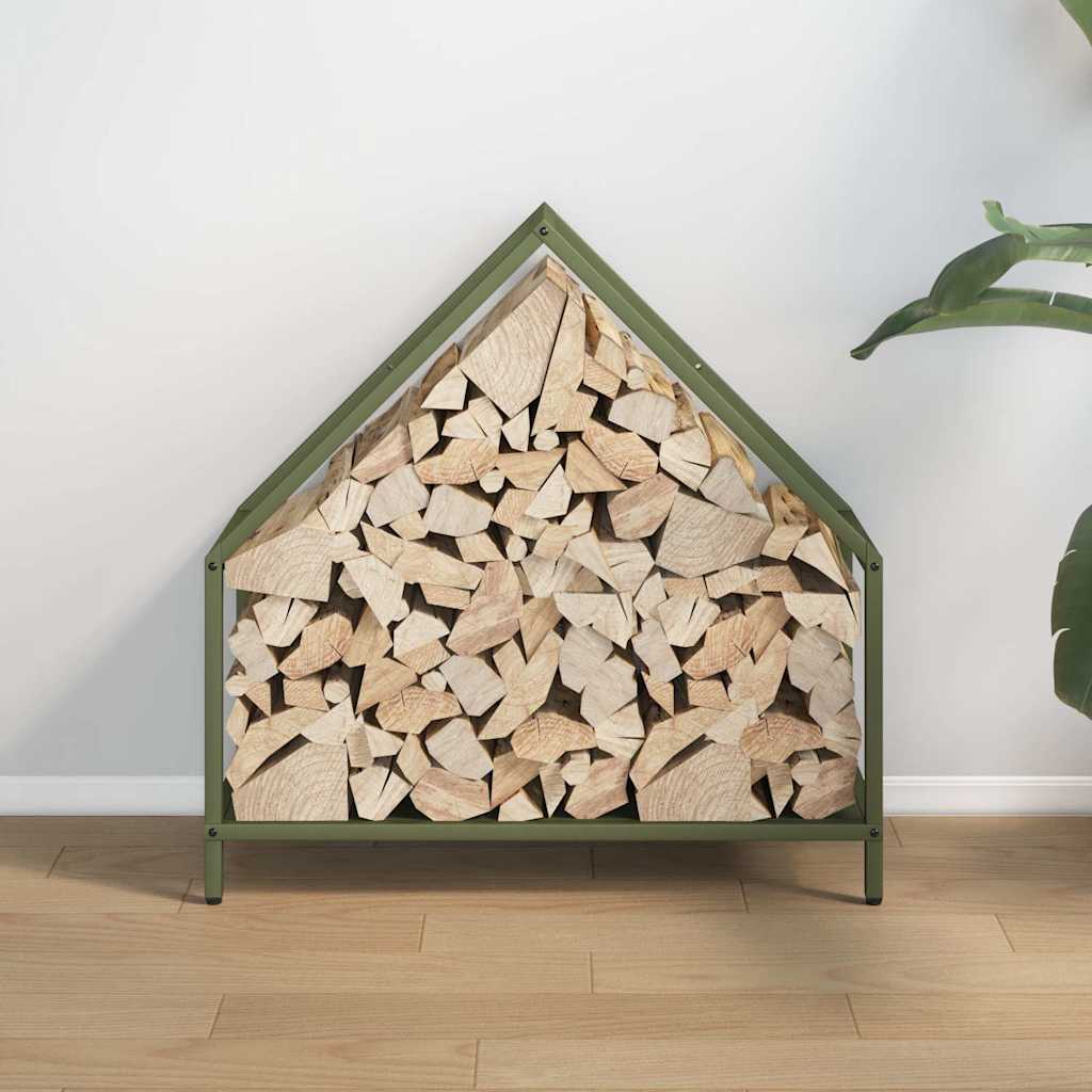 Ράφι για καυσόξυλα Ελαιοπράσινο 60x25x60cm Ατσάλι ψυχρής έλασης
