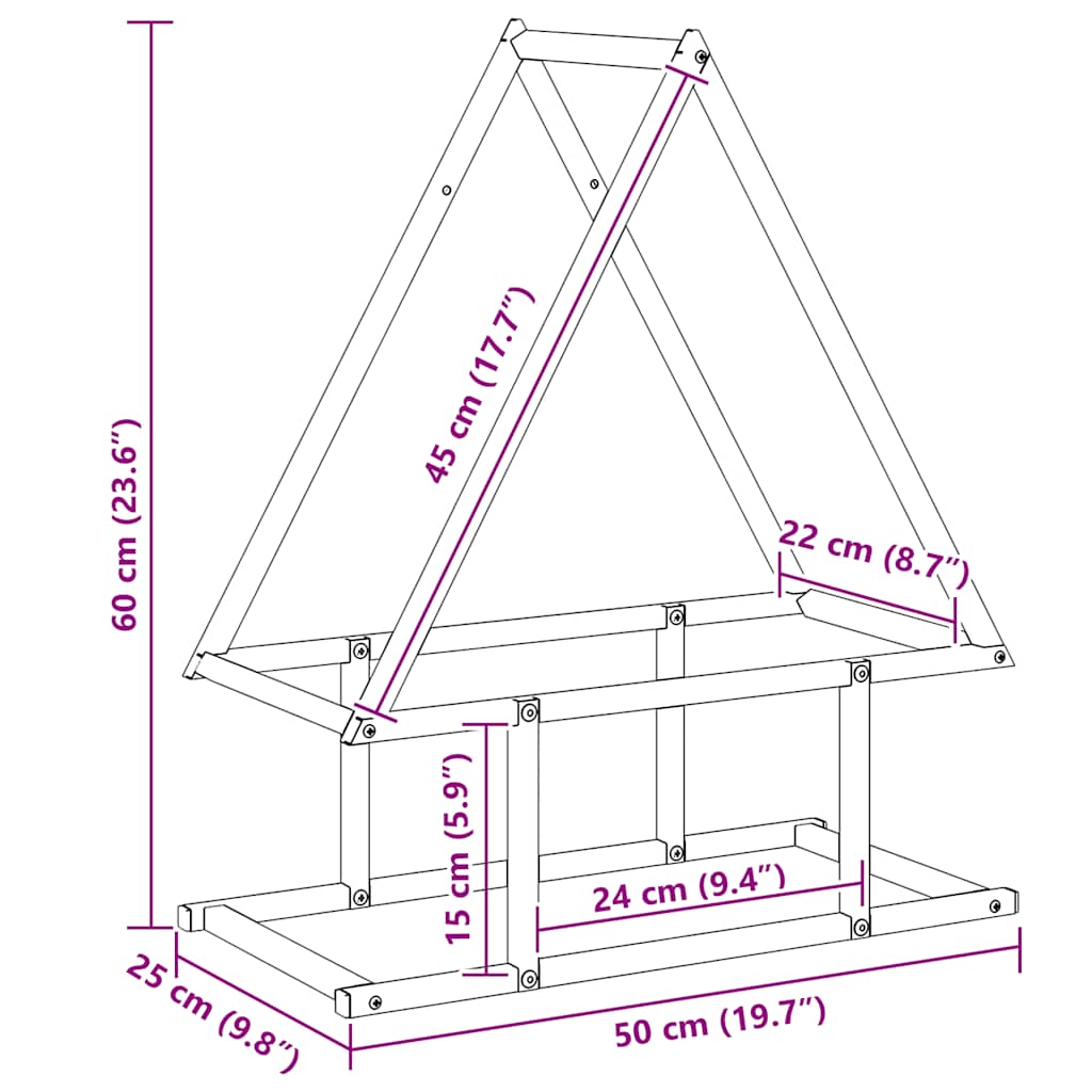 Ράφι για καυσόξυλα Λευκό 50x25x60 εκ. Ατσάλι ψυχρής έλασης