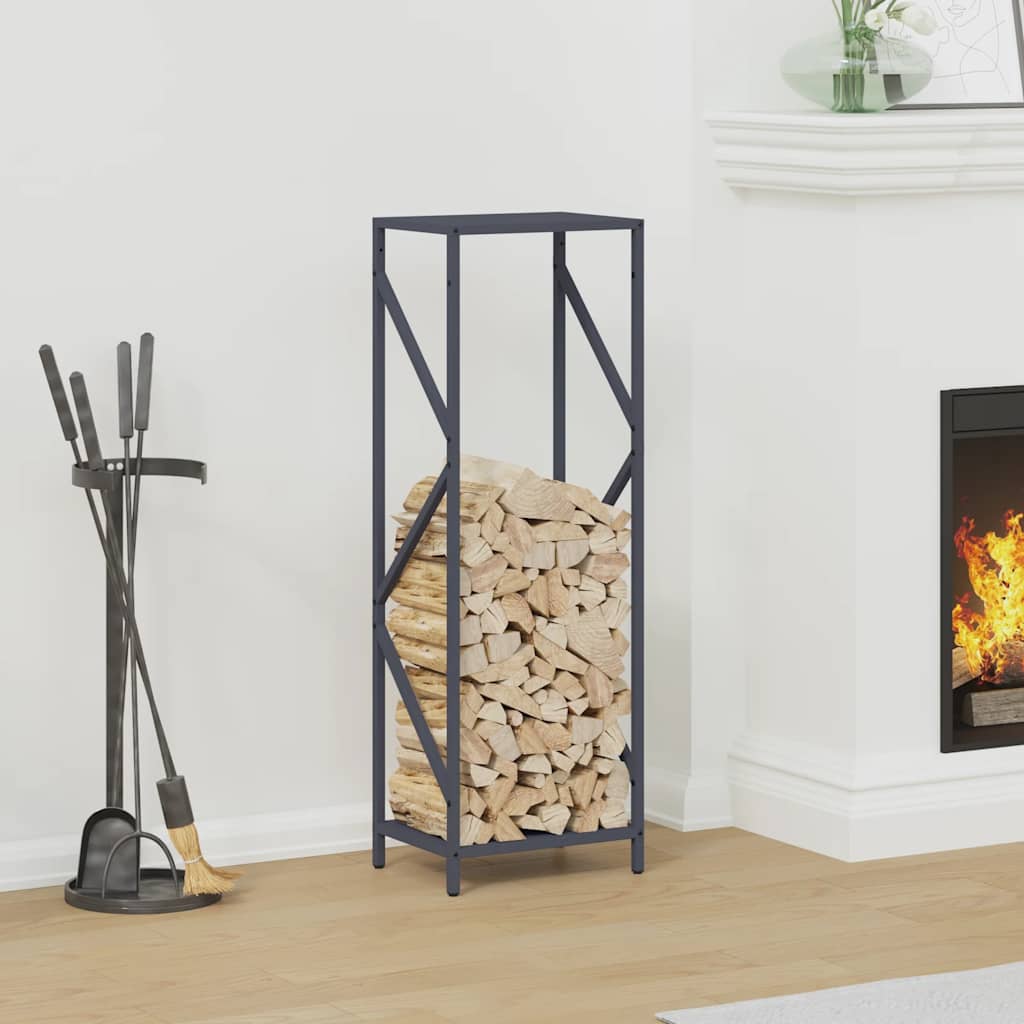 Ράφι για καυσόξυλα Ανθρακί 34x25x100 cm Ατσάλι ψυχρής έλασης - Pakobazaar