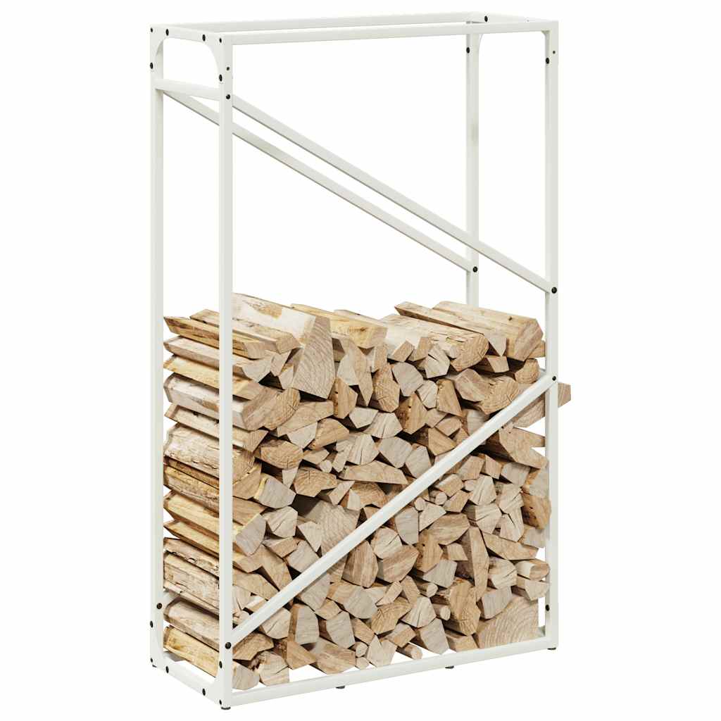 Ράφι για καυσόξυλα Λευκό 60x25x100 εκ. Ατσάλι ψυχρής έλασης
