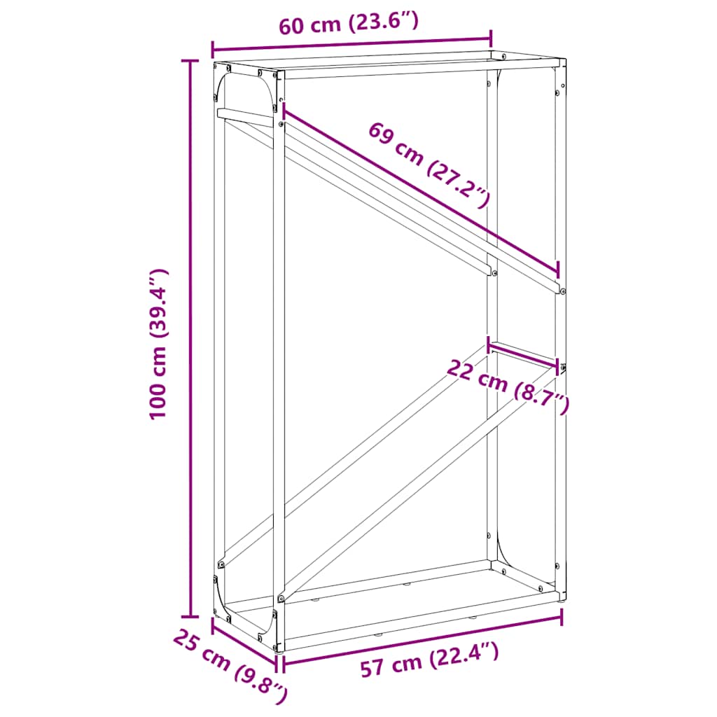 Ράφι για καυσόξυλα Ελαιοπράσινο 60x25x100 εκ.