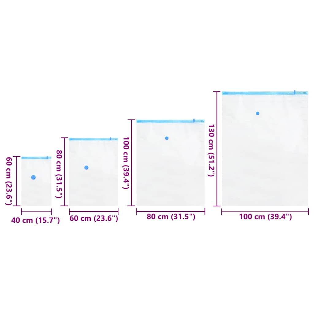 Σακούλες Αποθήκευσης 15 pcs Διαφανές και Μπλε 130 x 100 cm