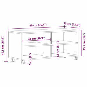 Ντουλάπι TV 90 x 35 x 40.5 εκ Μαύρο Επεξεργασμένο ξύλο